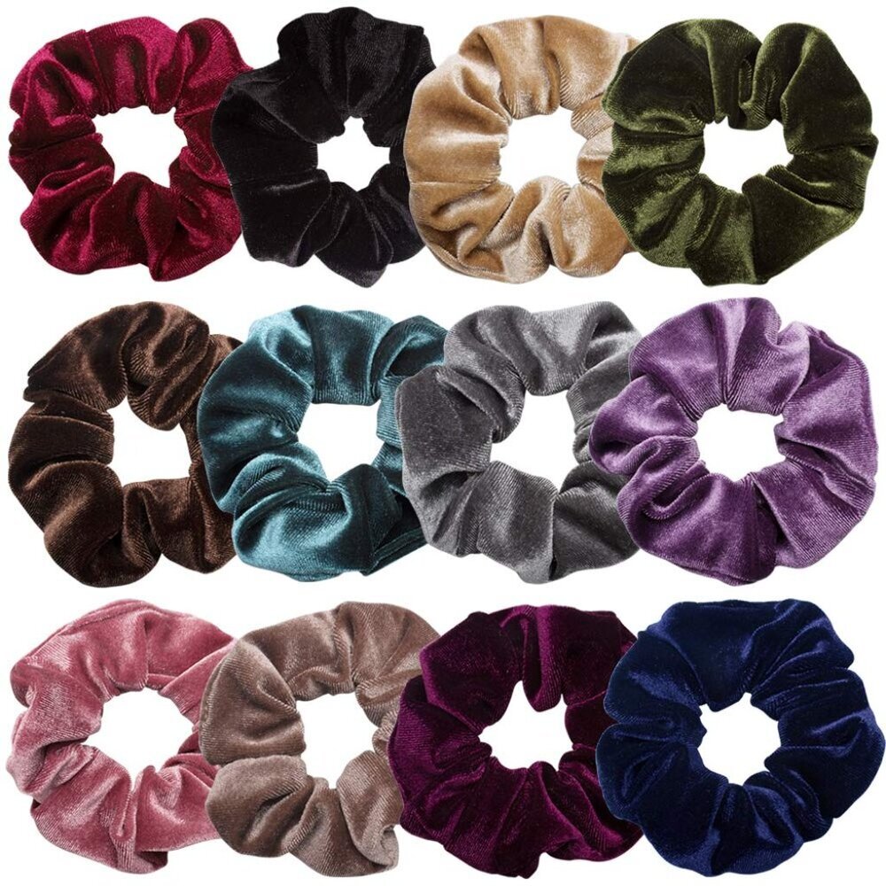 Premium Velvet Hair Scrunchies  12 Charming Scrunchy Bobbles For All Hair Types